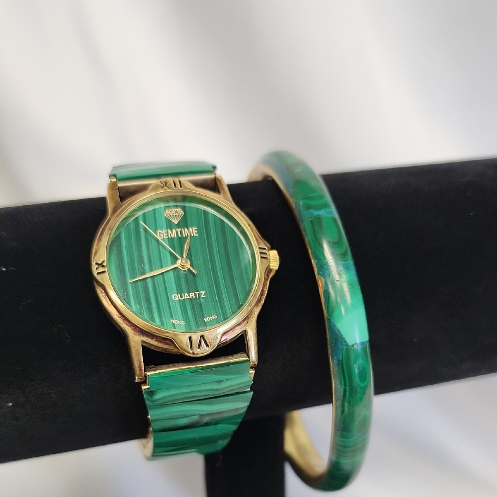 Malachite Watch and Bracelet Set